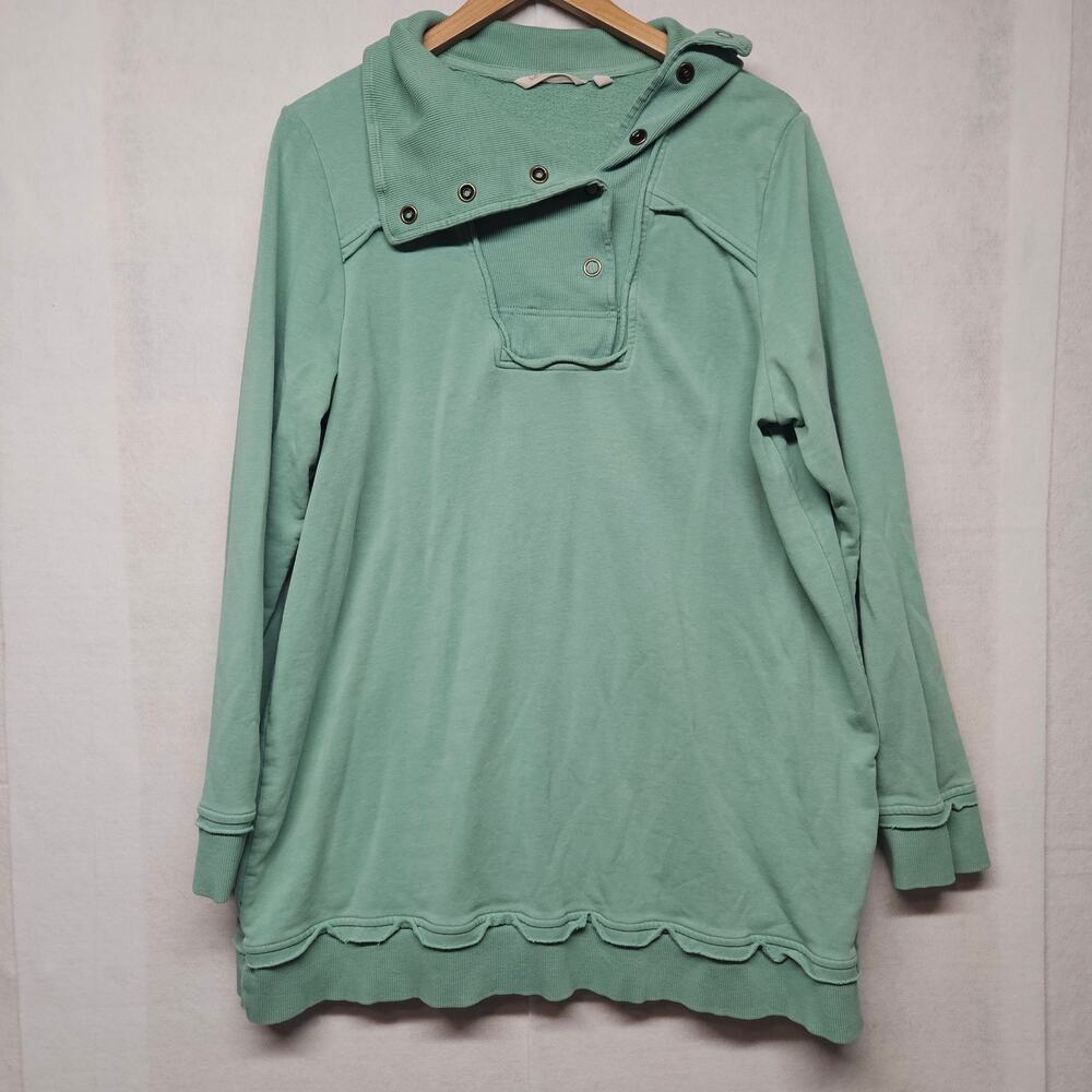 Soft Surroundings Vintage Wash Pullover Sweatshirt Green Large Cozy Lagenlook